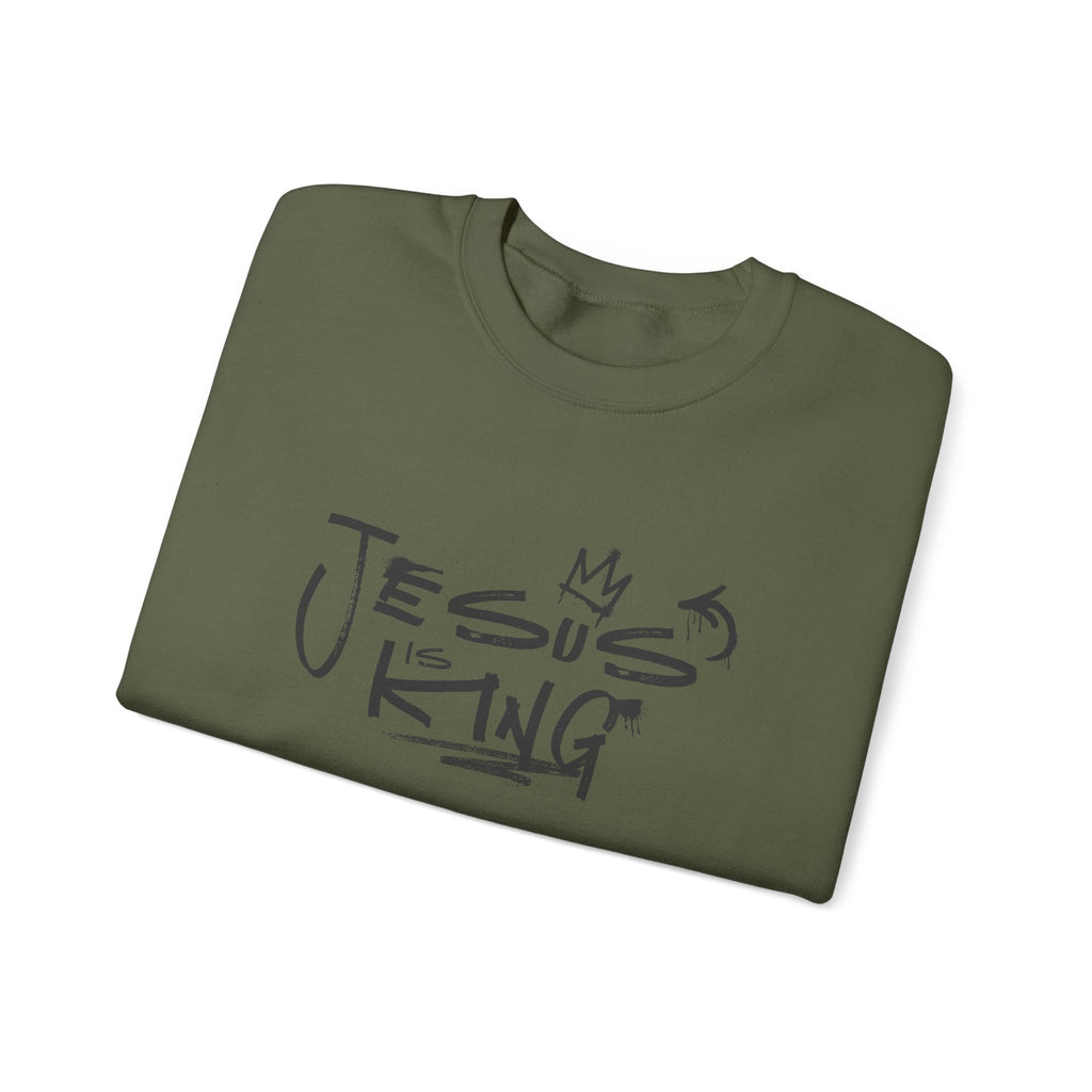 Jesus Is King Crewneck Sweatshirt — Faith-Inspired Graphic Pullover