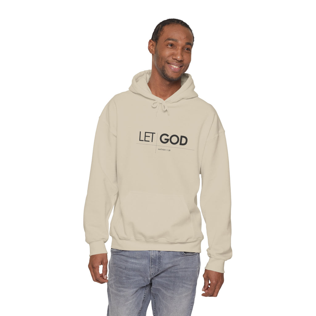 Let God, Matthew 11:28  Hoodie — Minimal Faith Graphic Pullover