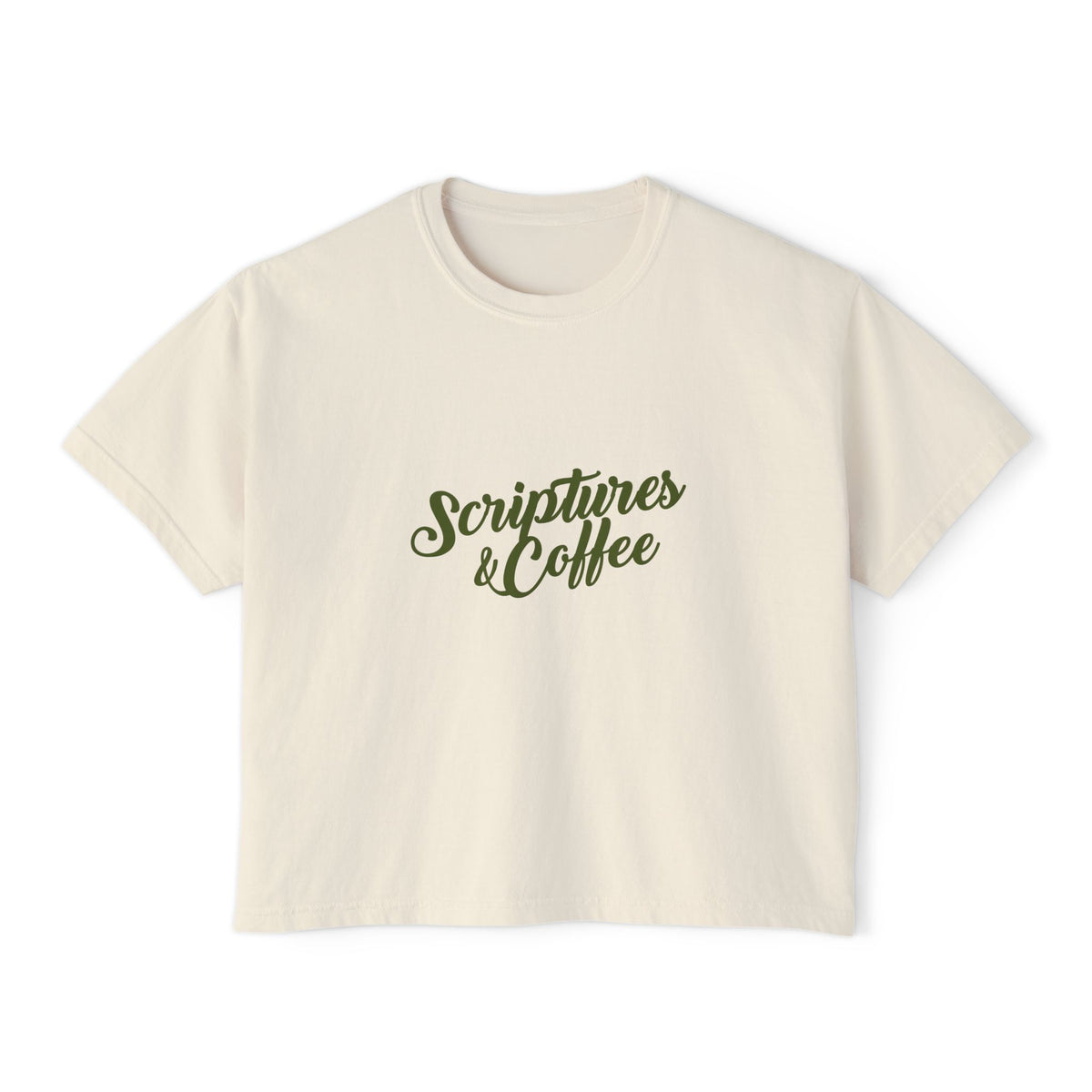Scriptures & Coffee Women's Boxy Tee — Faith-Based Minimalist Graphic Shirt