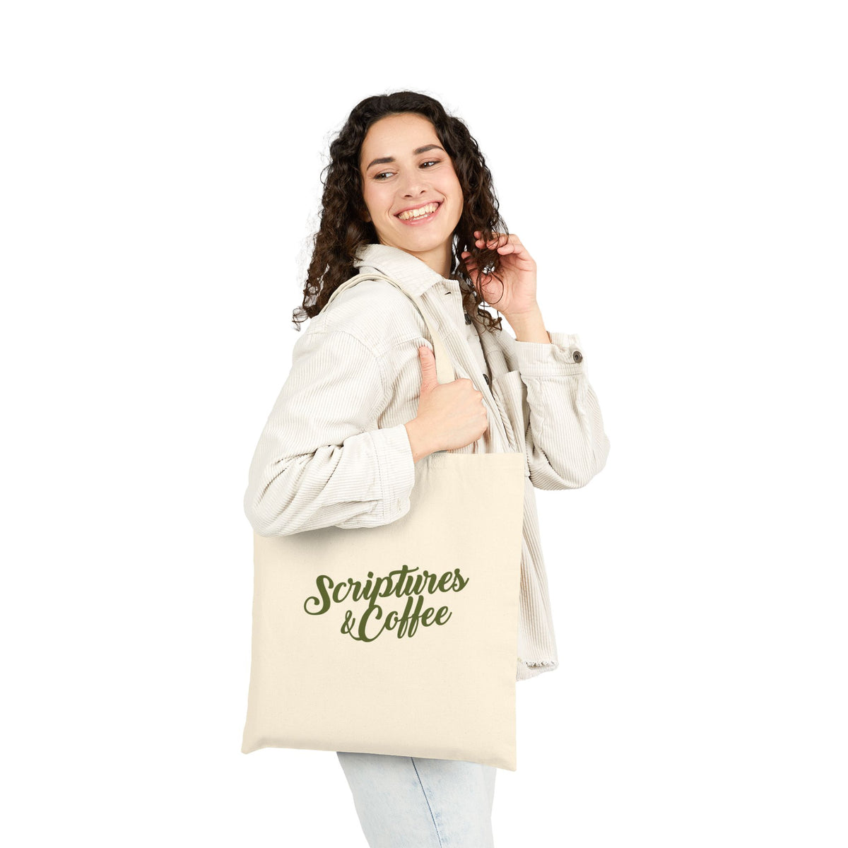 Scripture and Coffee- Cotton Canvas Tote Bag