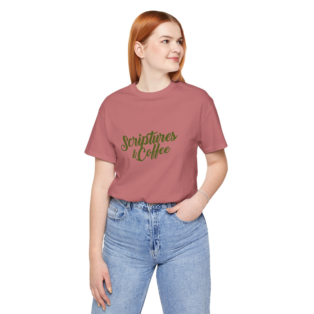 Scriptures & Coffee T‑Shirt – Faith & Coffee Graphic Tee