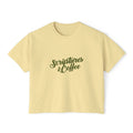 Scriptures & Coffee Women's Boxy Tee — Faith-Based Minimalist Graphic Shirt