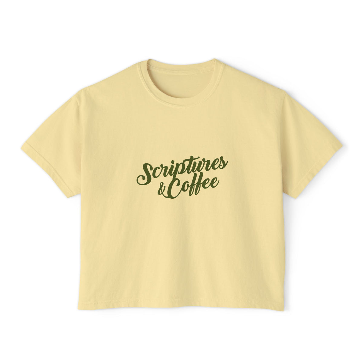Scriptures & Coffee Women's Boxy Tee — Faith-Based Minimalist Graphic Shirt