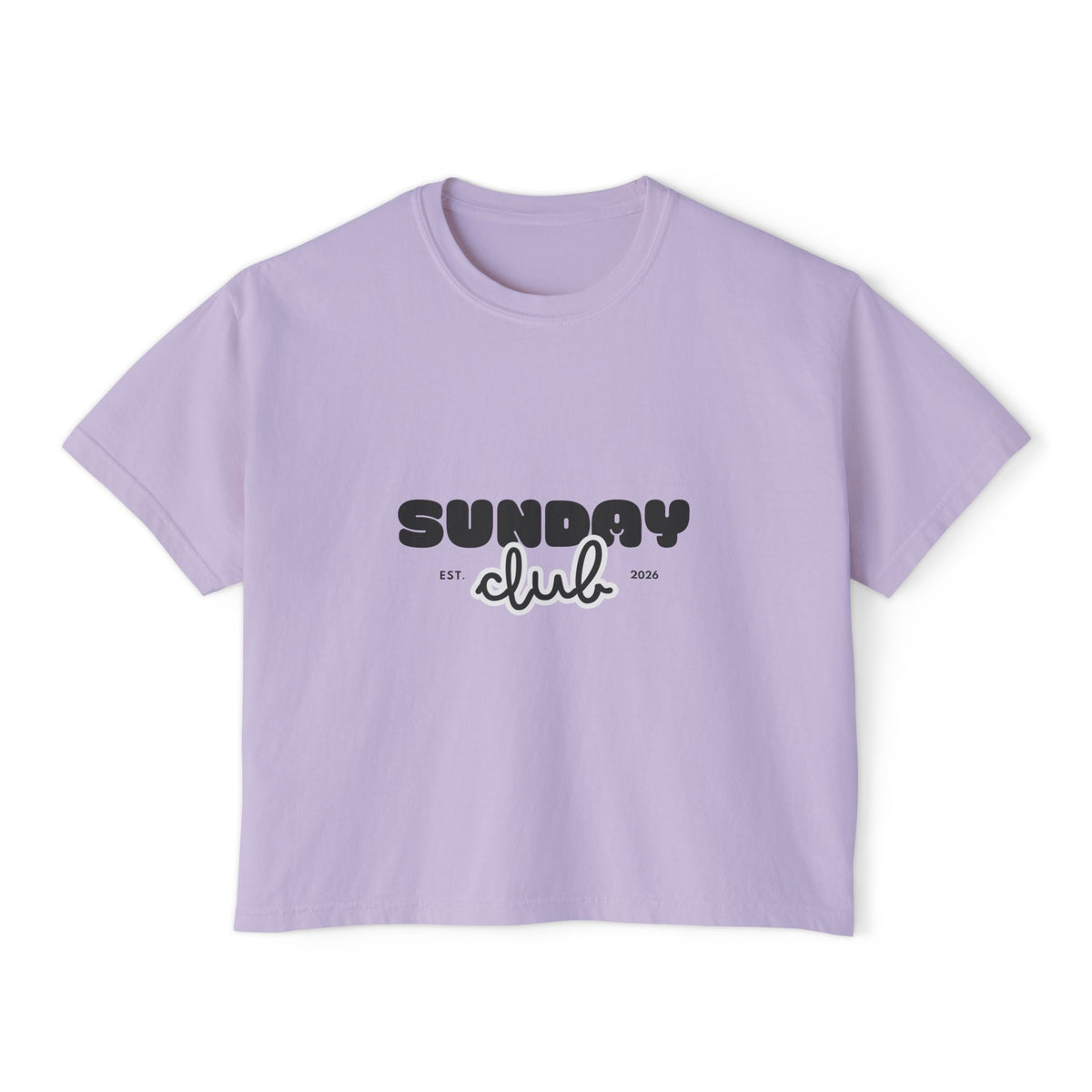 Sunday Club Women’s Boxy Tee — Casual Weekend Graphic Shirt