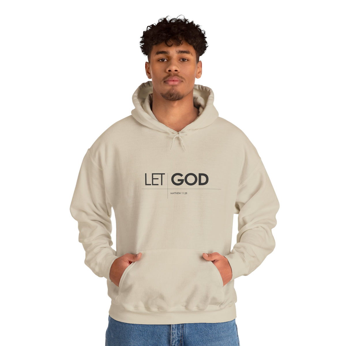 Let God, Matthew 11:28  Hoodie — Minimal Faith Graphic Pullover