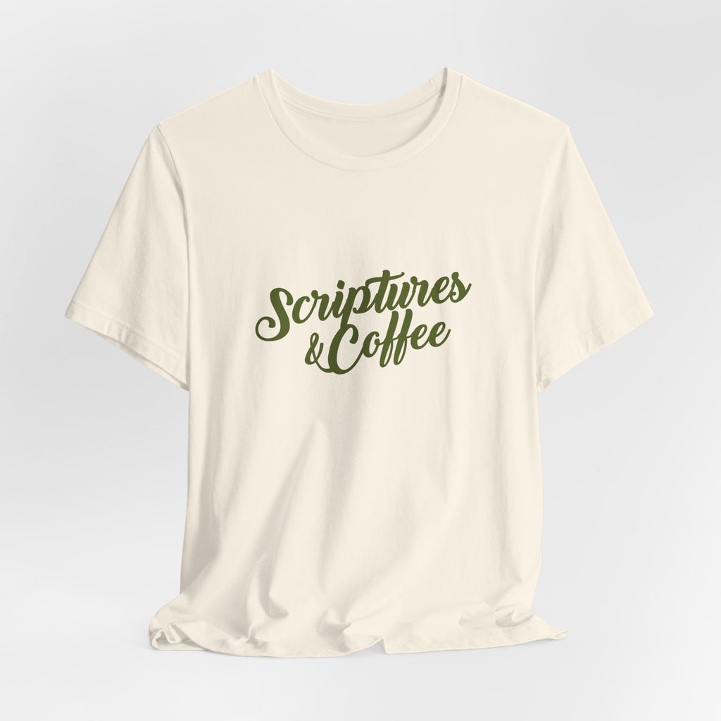 Scriptures & Coffee T‑Shirt – Faith & Coffee Graphic Tee