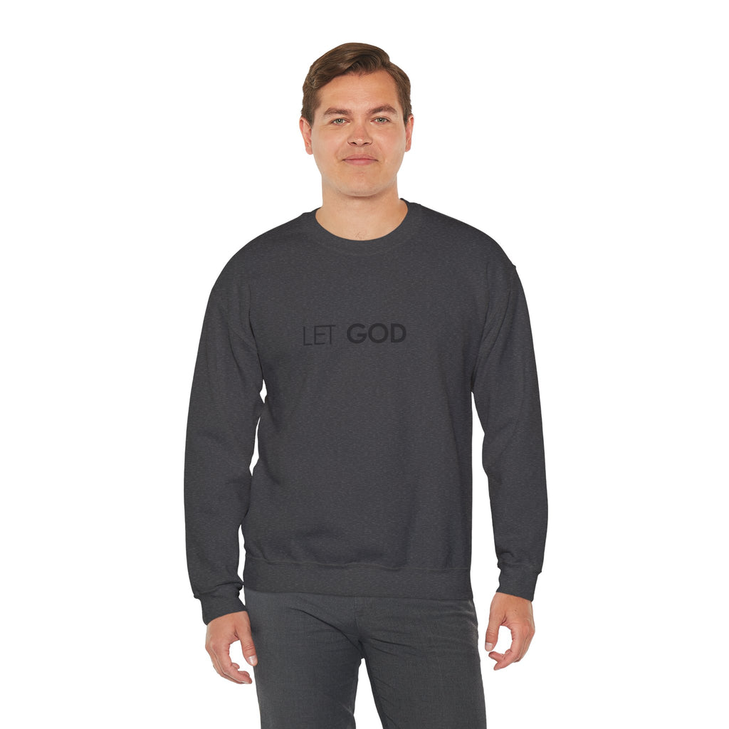 Let God Matthew 11:28 Crewneck Sweatshirt — Minimal Christian Faith Pullover