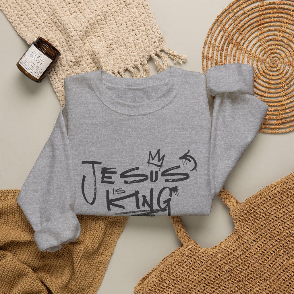 Jesus Is King Crewneck Sweatshirt — Faith-Inspired Graphic Pullover