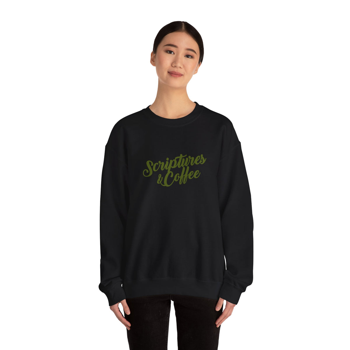 Scriptures & Coffee Crewneck Sweatshirt – Christian Faith & Coffee Graphic Pullover