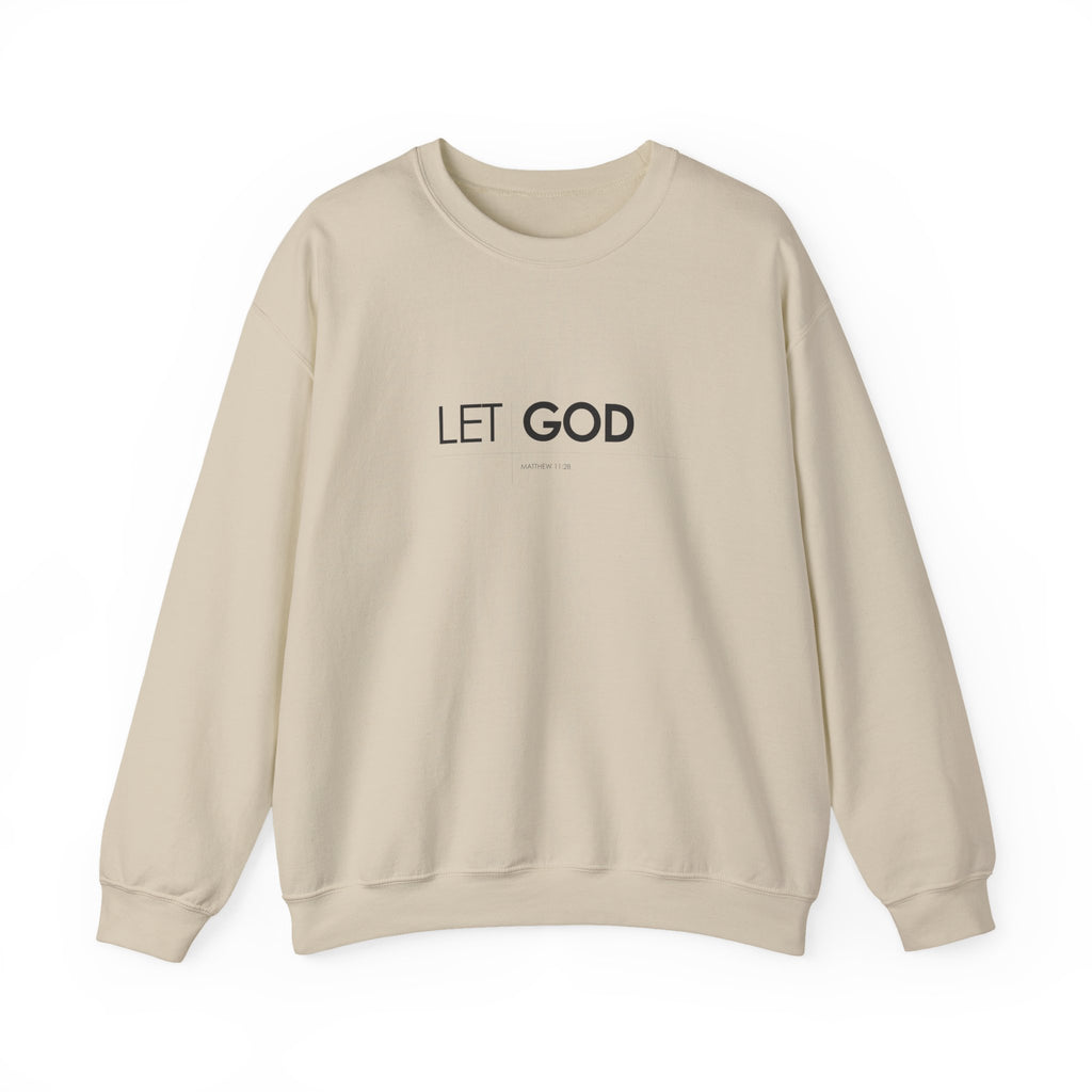 Let God Matthew 11:28 Crewneck Sweatshirt — Minimal Christian Faith Pullover