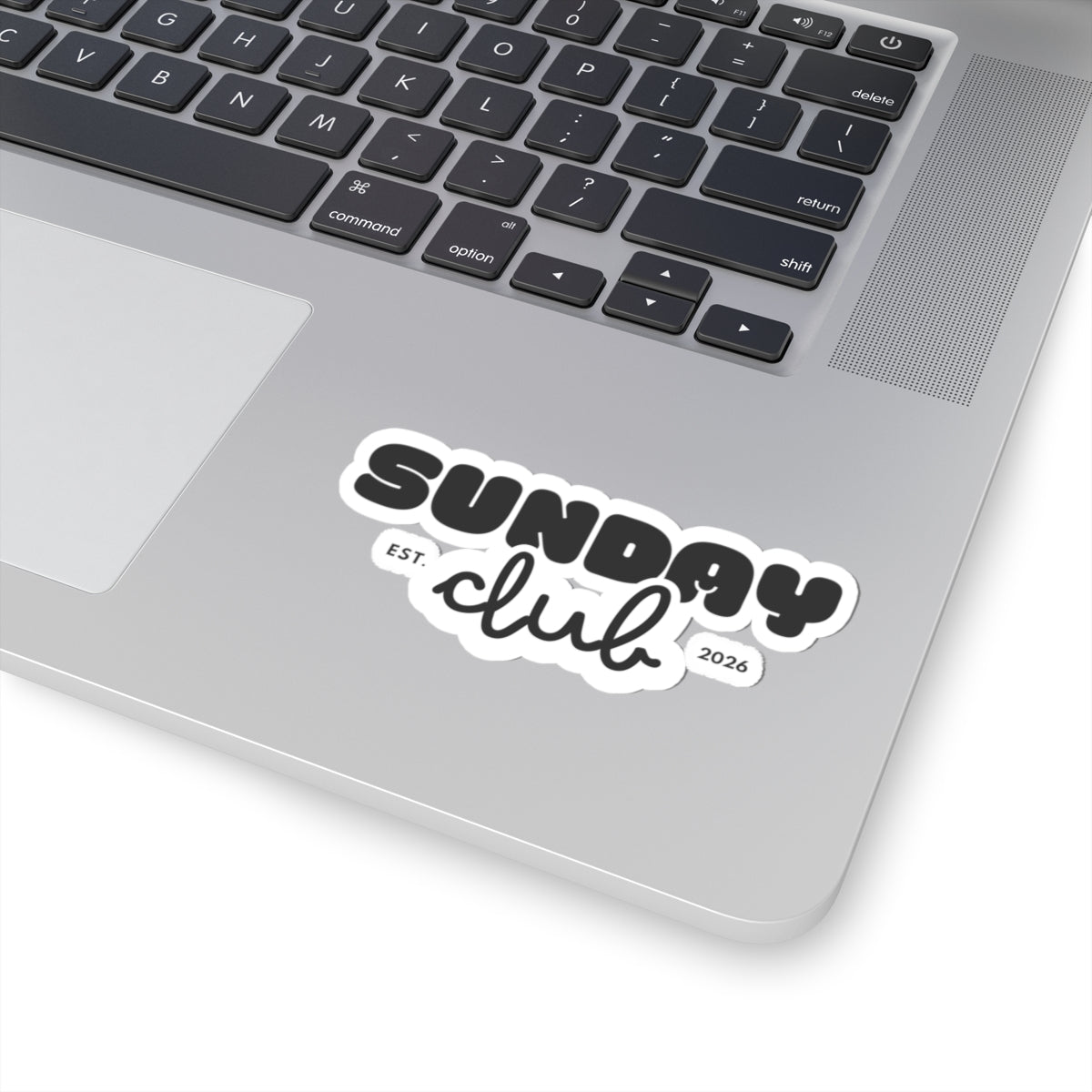 Sunday Club Kiss-Cut Sticker — Retro Bubble Script "Est. 2026" Laptop Decal