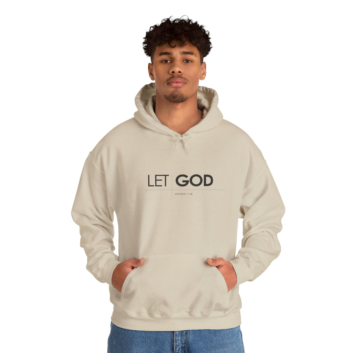 Let God, Matthew 11:28  Hoodie — Minimal Faith Graphic Pullover