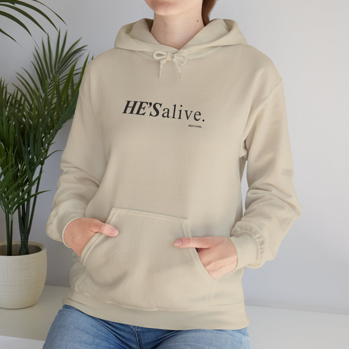 HE'S Alive. Jesus is King Hoodie – Faith Statement