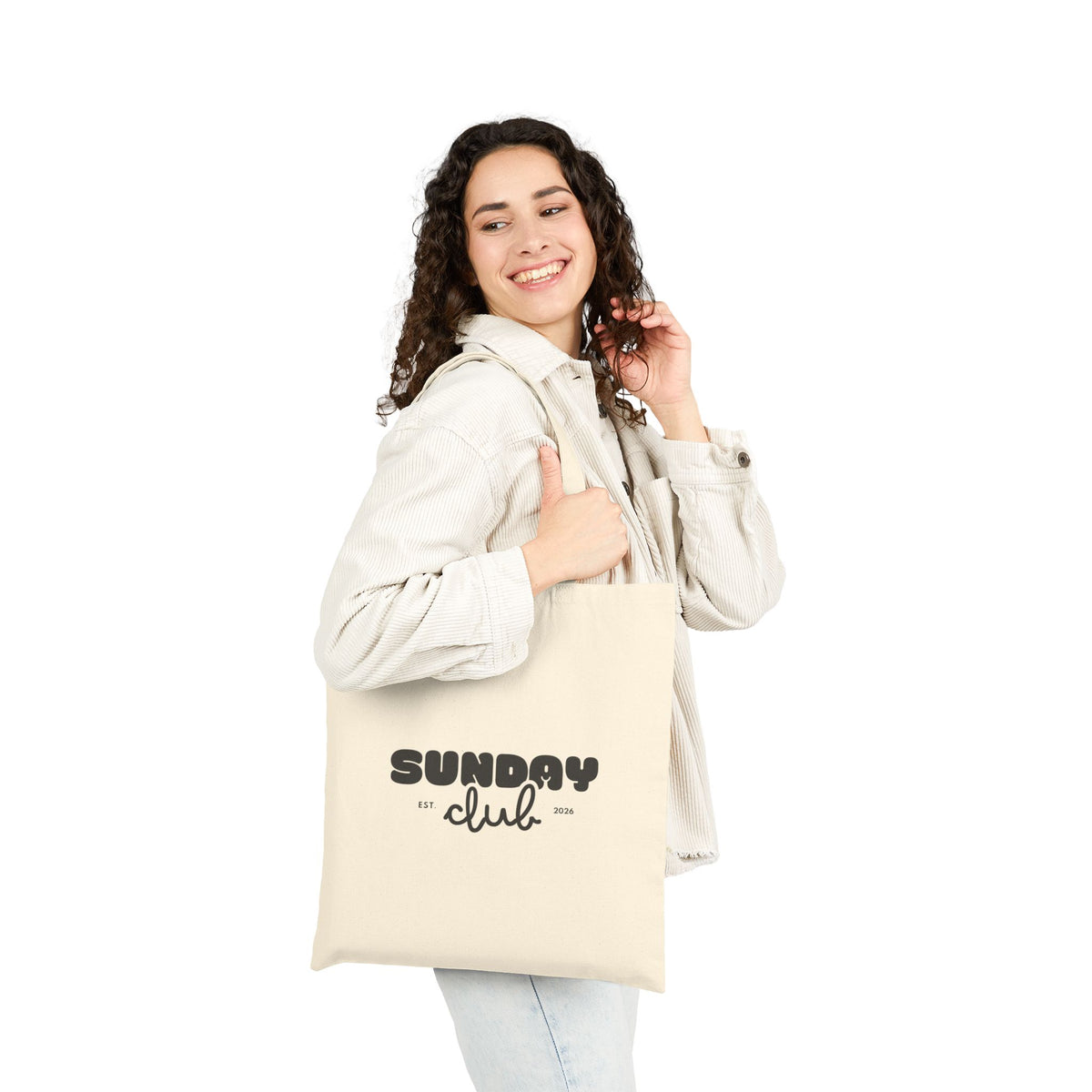 Sunday Club Tote Bag — Cotton Canvas Grocery & Market Tote