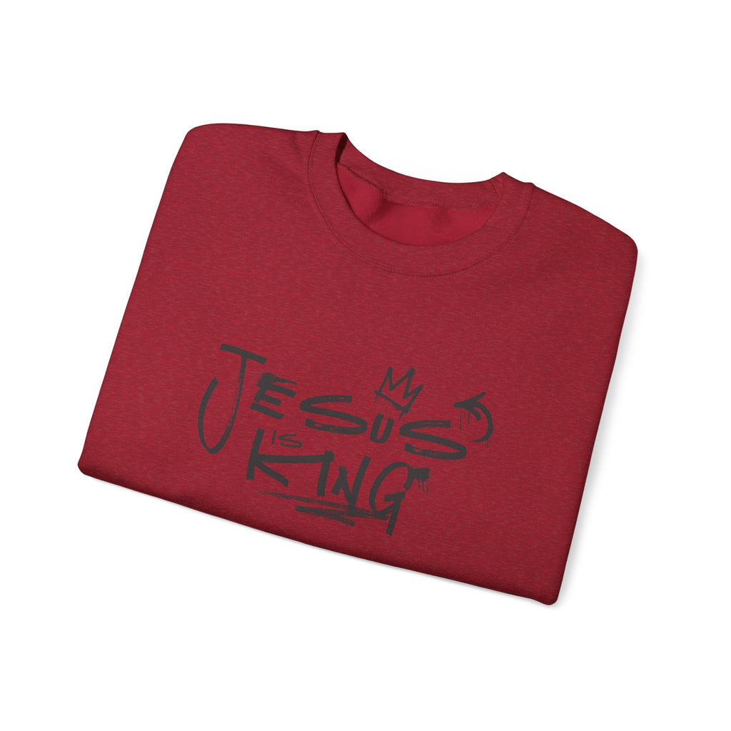 Jesus Is King Crewneck Sweatshirt — Faith-Inspired Graphic Pullover