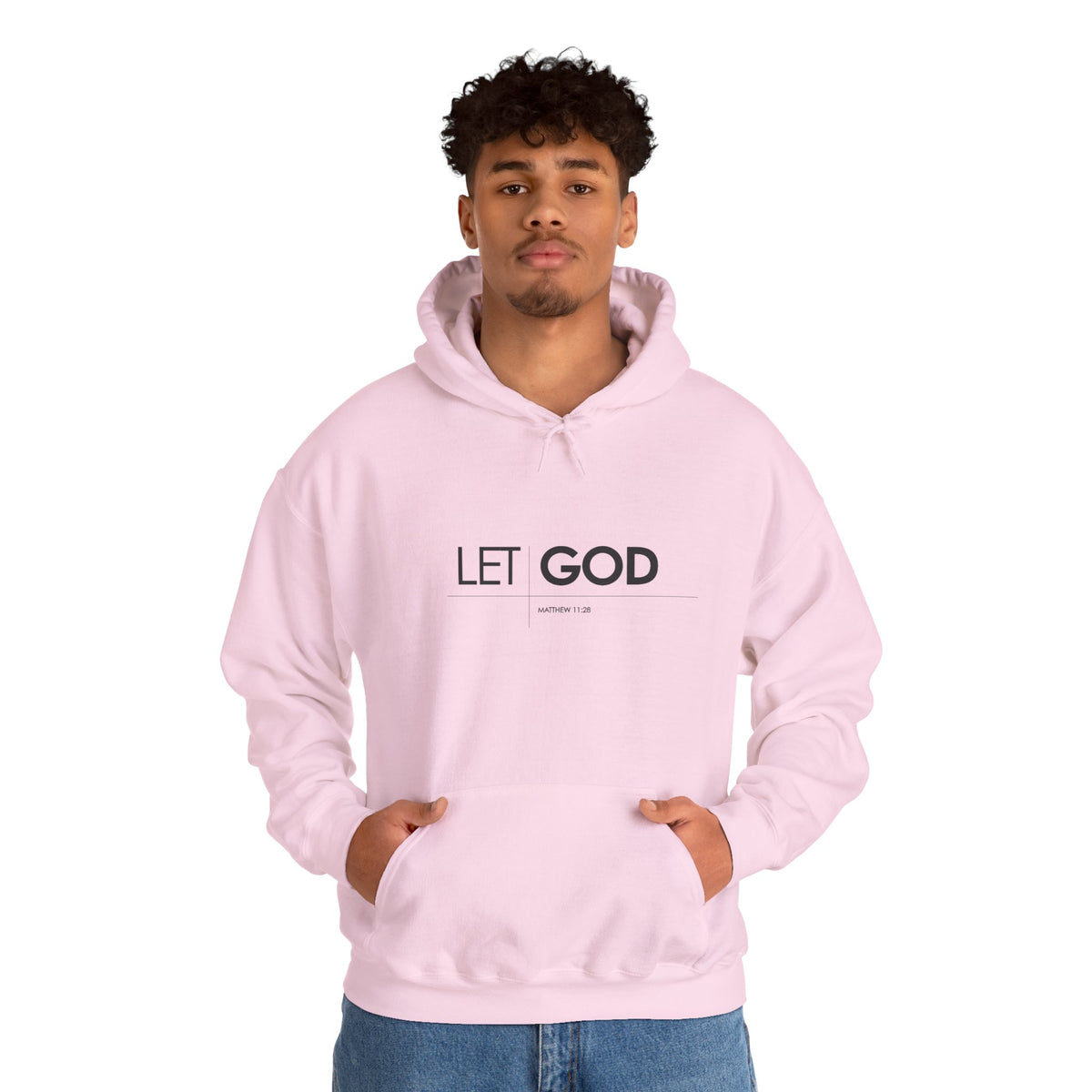 Let God, Matthew 11:28  Hoodie — Minimal Faith Graphic Pullover