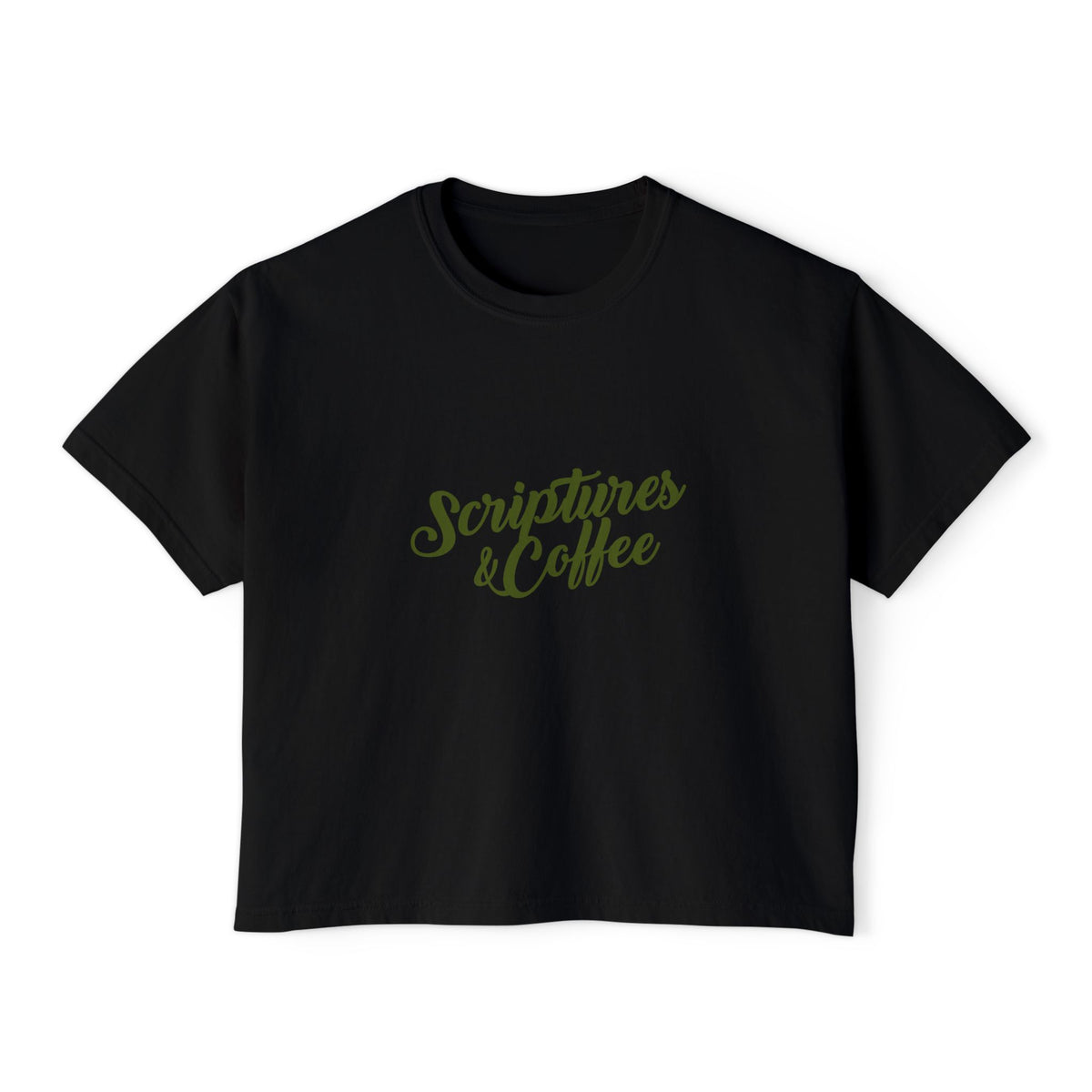 Scriptures & Coffee Women's Boxy Tee — Faith-Based Minimalist Graphic Shirt