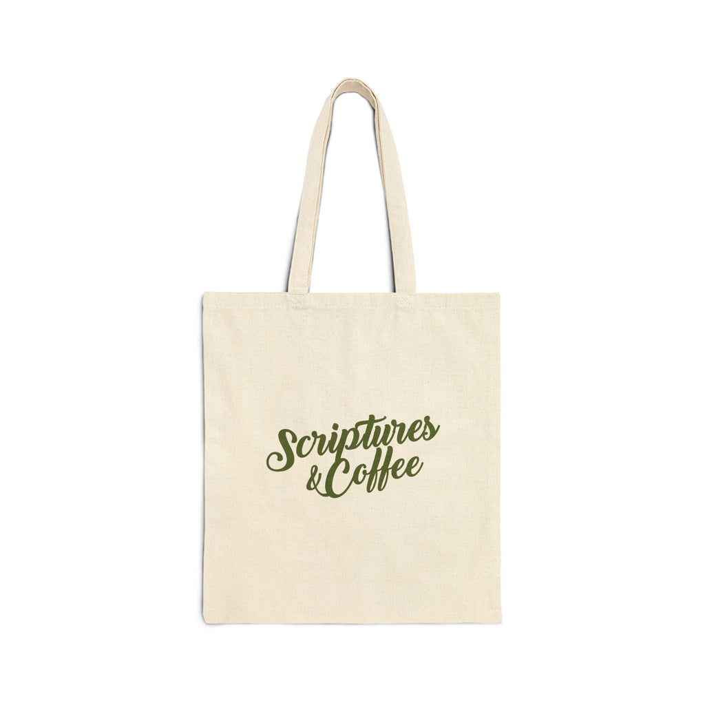 Scripture and Coffee- Cotton Canvas Tote Bag