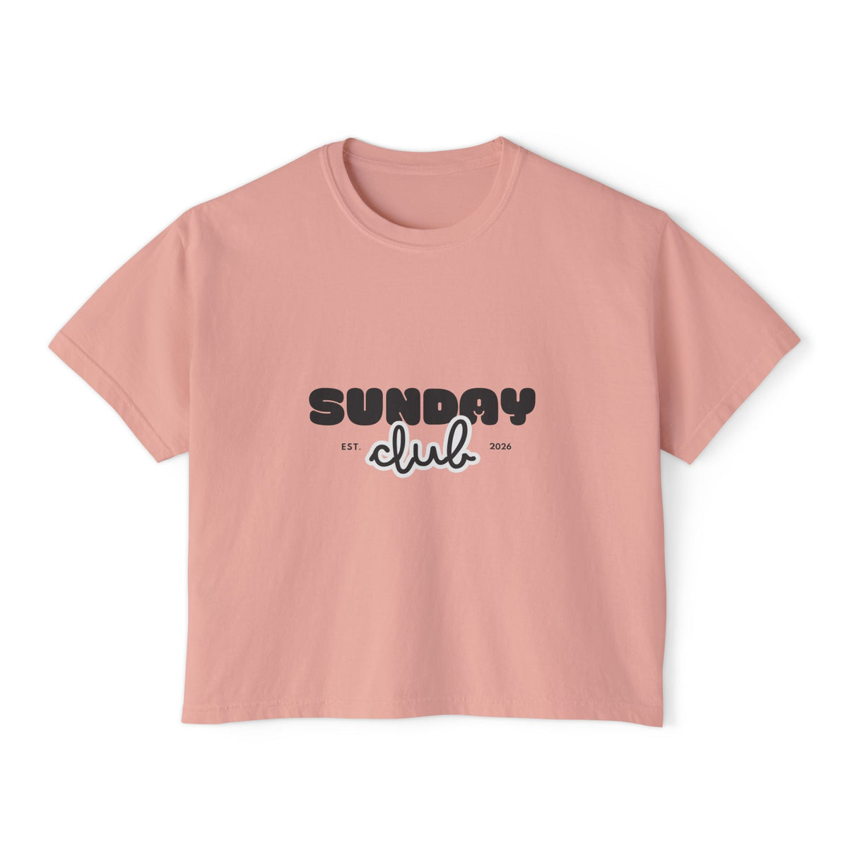 Sunday Club Women’s Boxy Tee — Casual Weekend Graphic Shirt