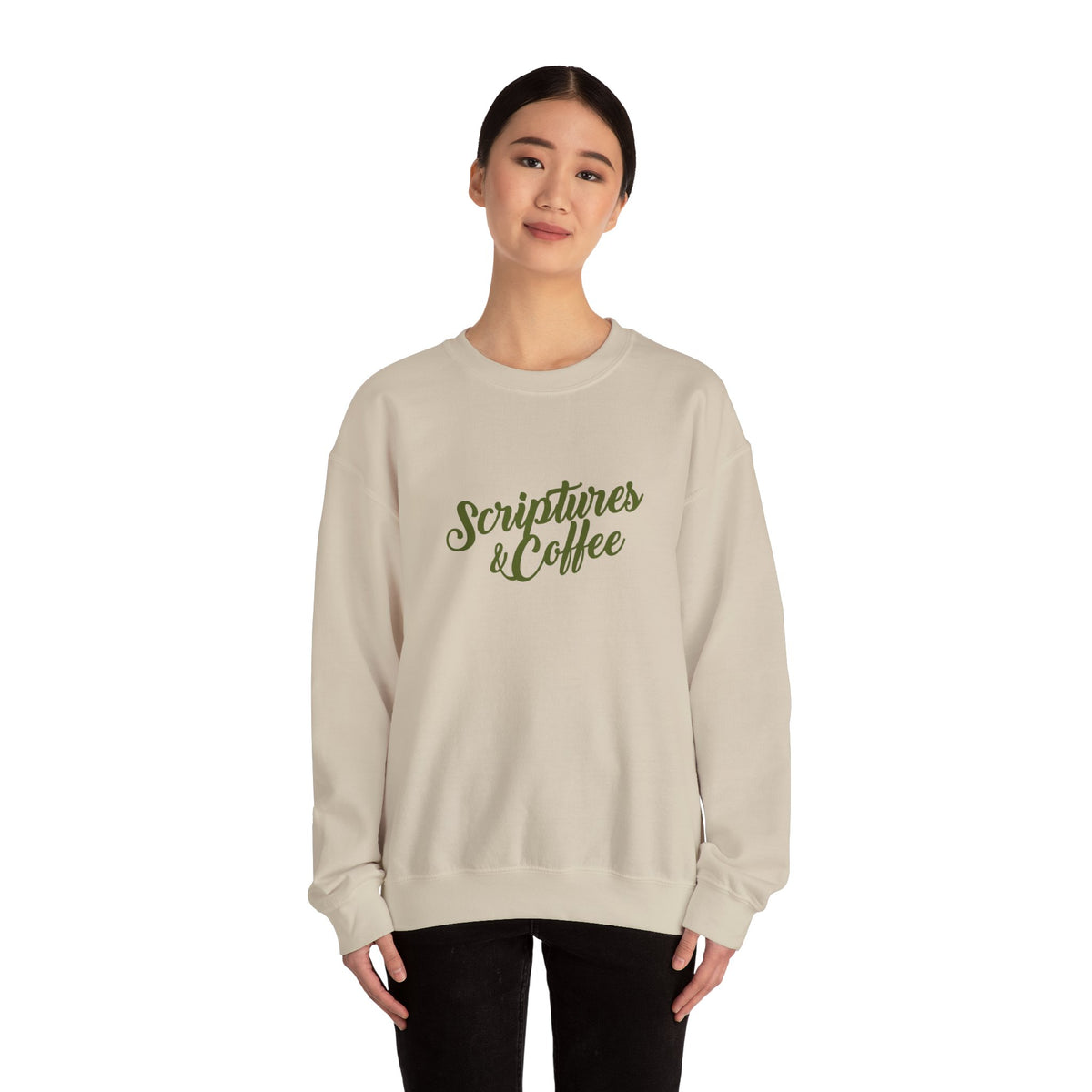 Scriptures & Coffee Crewneck Sweatshirt – Christian Faith & Coffee Graphic Pullover