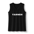 Yahweh V-Neck Tank Top — White letters Sports Sleeveless Tee