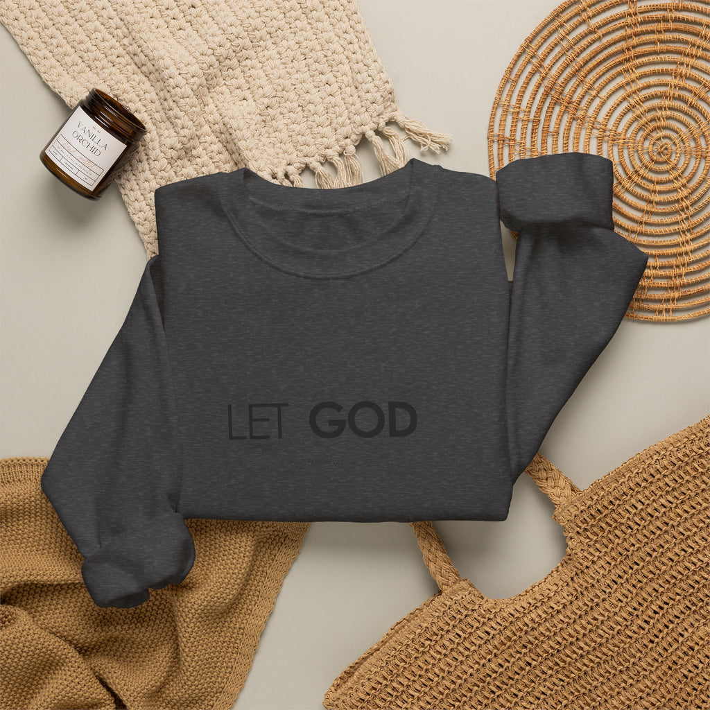 Let God Matthew 11:28 Crewneck Sweatshirt — Minimal Christian Faith Pullover