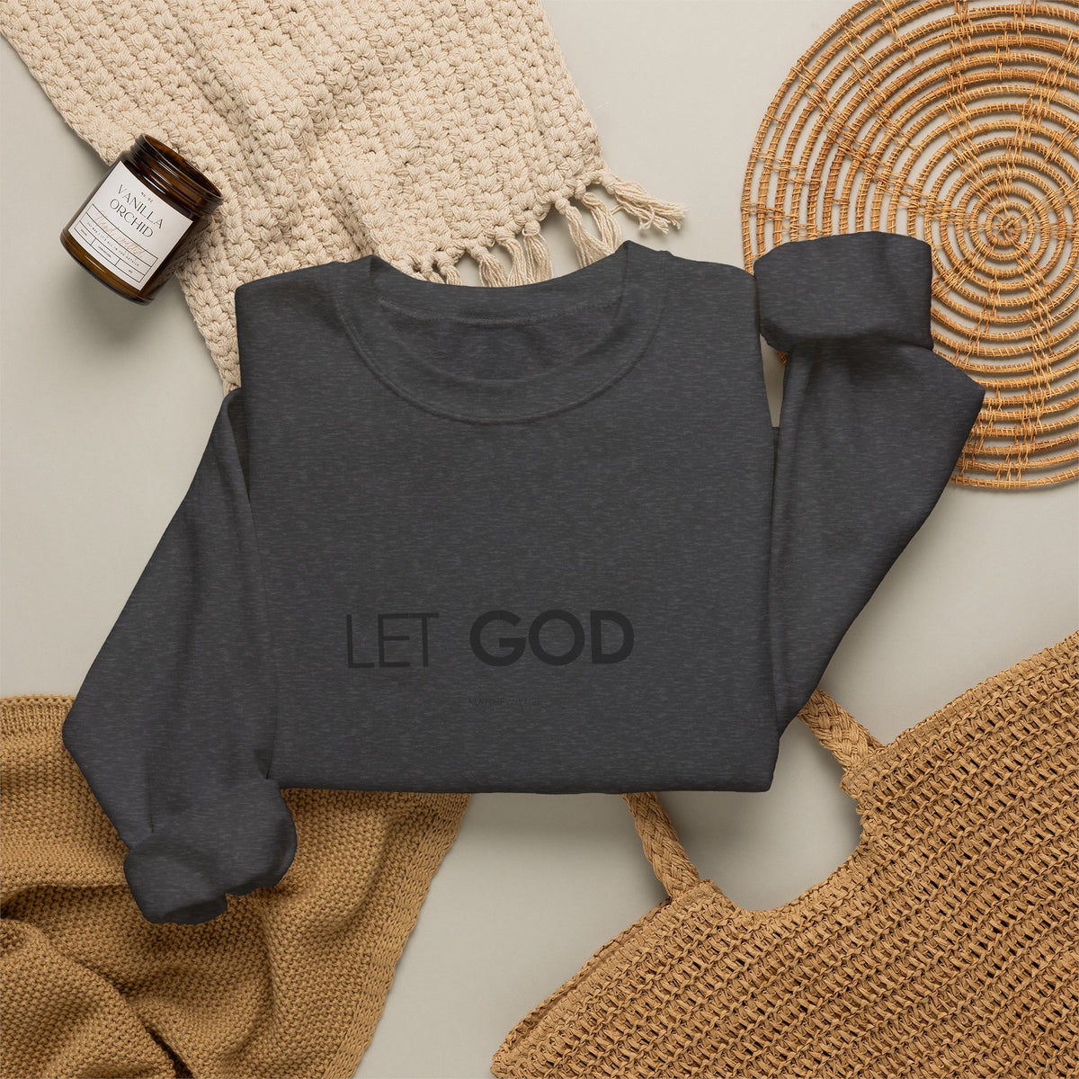 Let God Matthew 11:28 Crewneck Sweatshirt — Minimal Christian Faith Pullover
