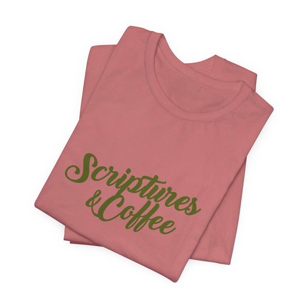 Scriptures & Coffee T‑Shirt – Faith & Coffee Graphic Tee
