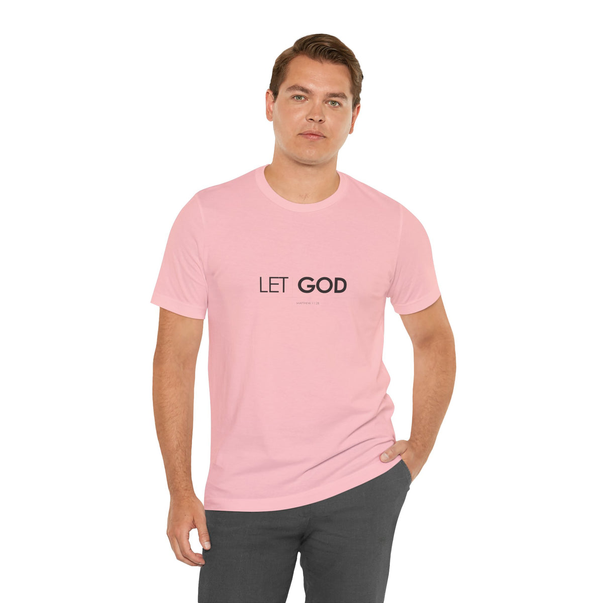 Let God, Matthew 11:28 T-Shirt — Minimal Christian Faith Tee