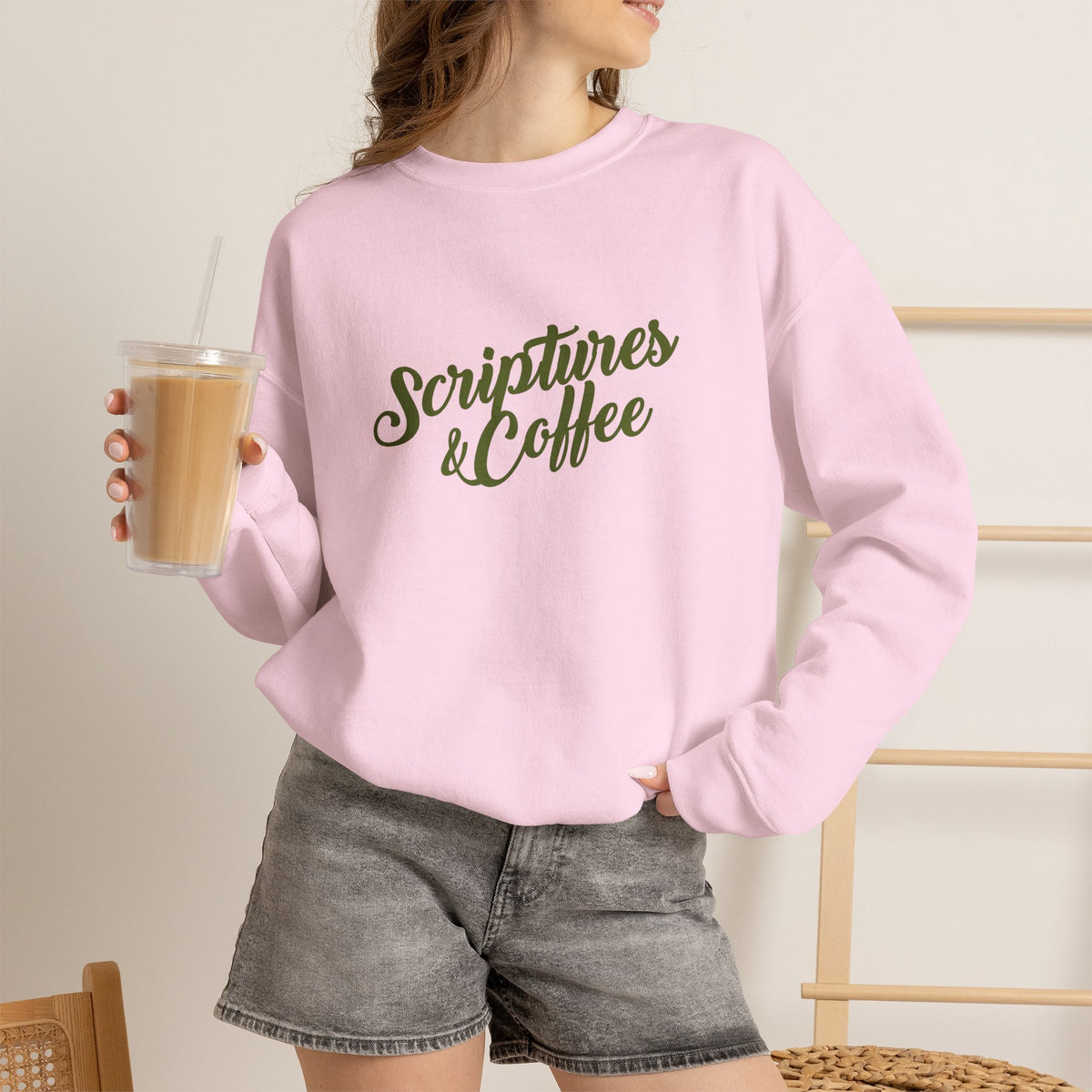 Scriptures & Coffee Crewneck Sweatshirt – Christian Faith & Coffee Graphic Pullover