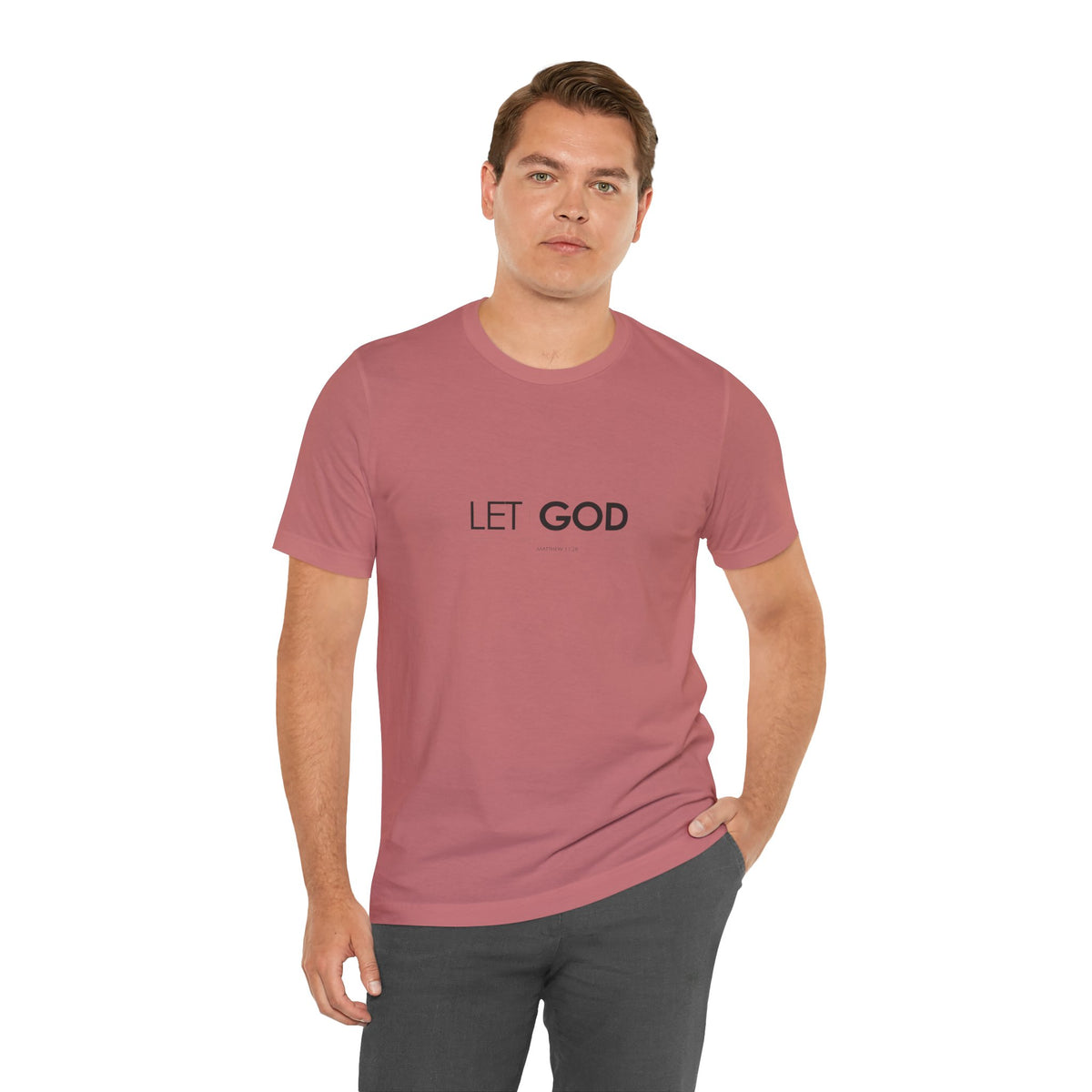 Let God, Matthew 11:28 T-Shirt — Minimal Christian Faith Tee