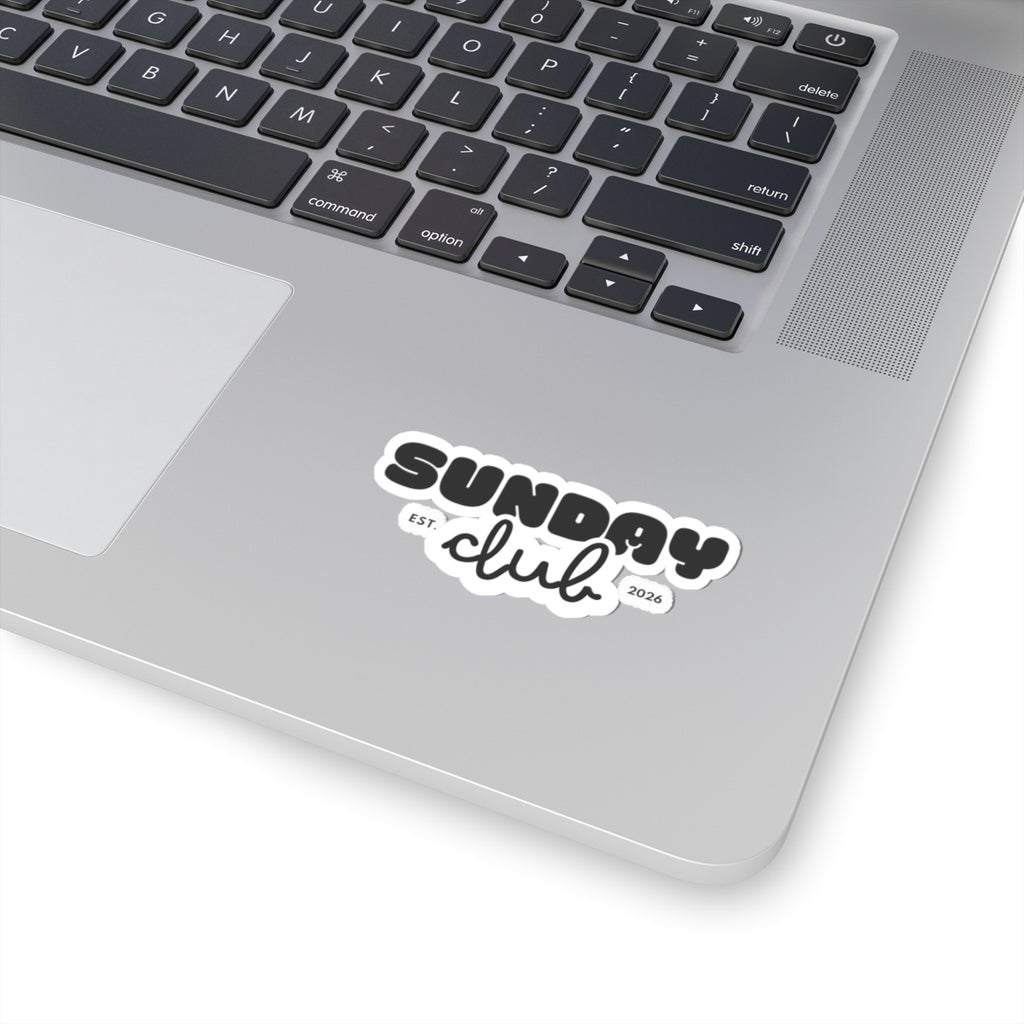Sunday Club Kiss-Cut Sticker — Retro Bubble Script "Est. 2026" Laptop Decal