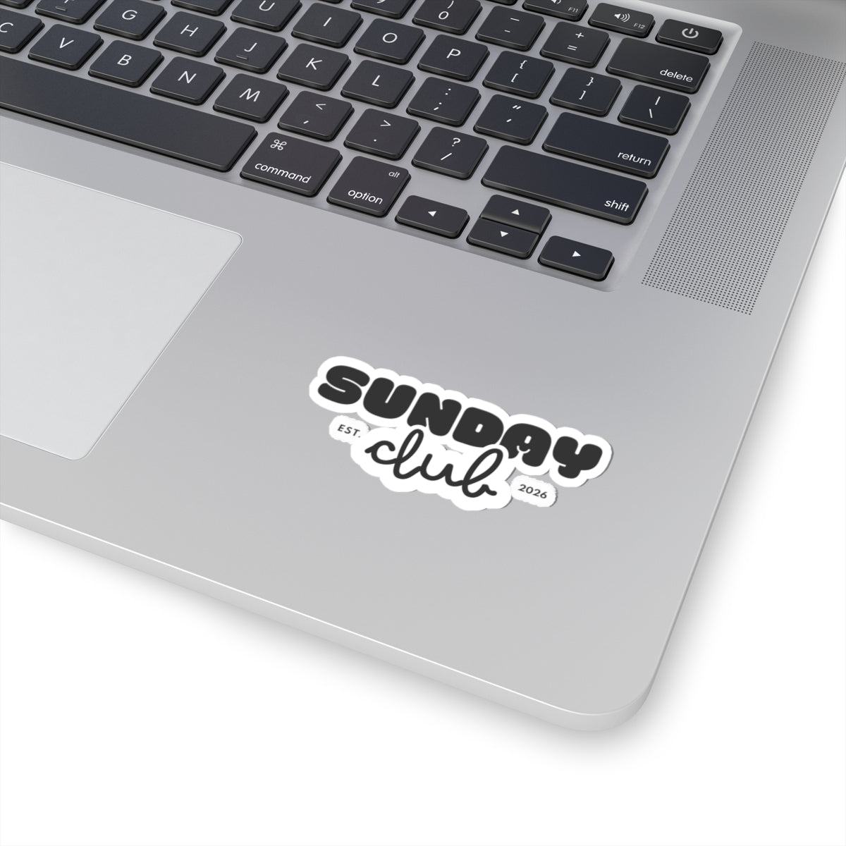 Sunday Club Kiss-Cut Sticker — Retro Bubble Script "Est. 2026" Laptop Decal