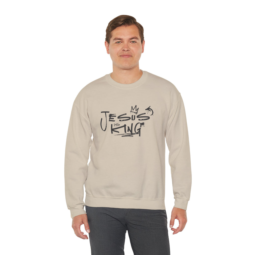 Jesus Is King Crewneck Sweatshirt — Faith-Inspired Graphic Pullover