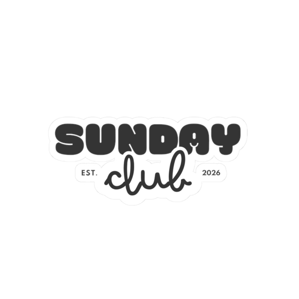 Sunday Club Kiss-Cut Sticker — Retro Bubble Script "Est. 2026" Laptop Decal