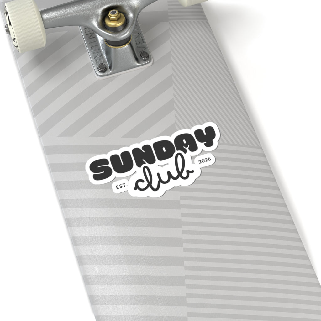 Sunday Club Kiss-Cut Sticker — Retro Bubble Script "Est. 2026" Laptop Decal