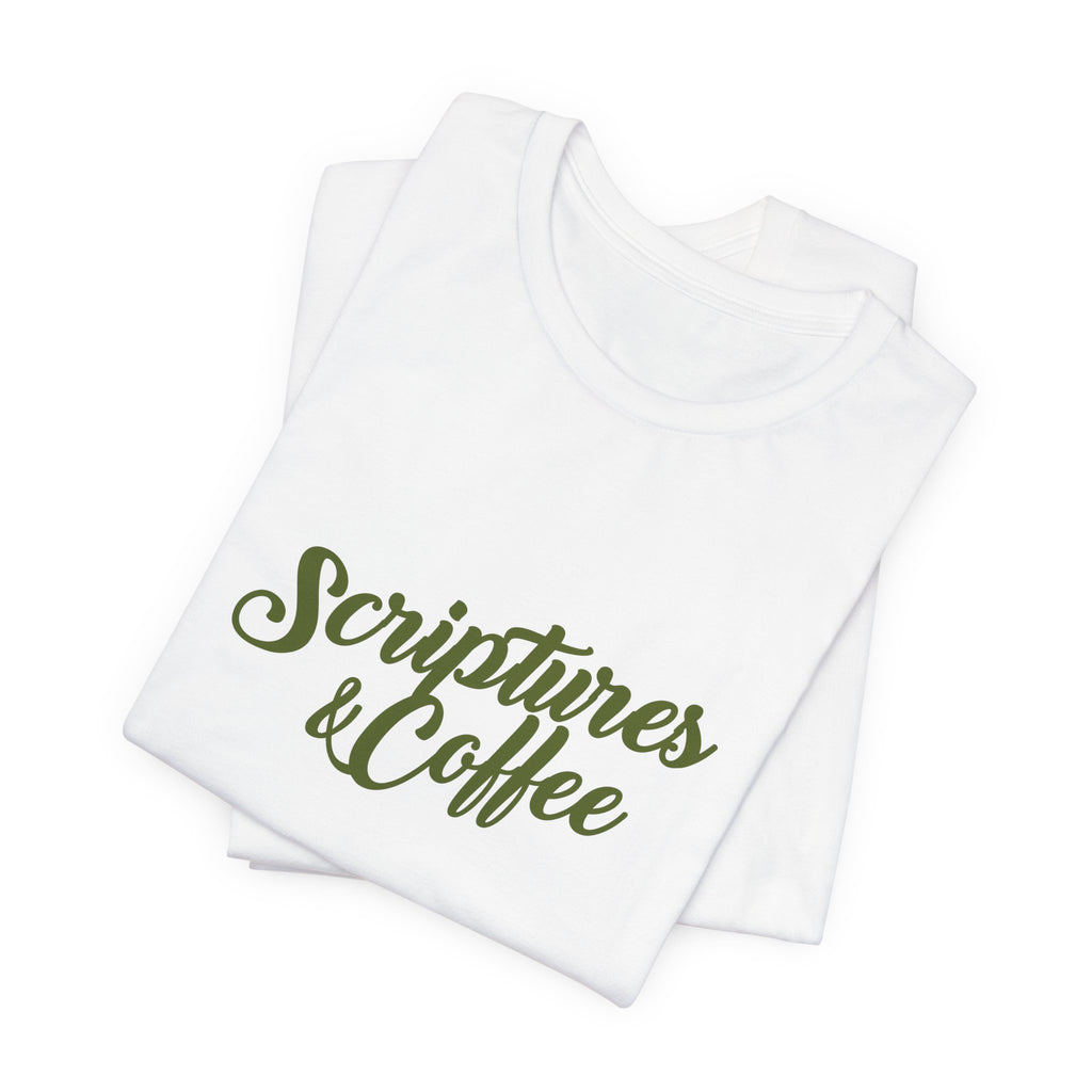 Scriptures & Coffee T‑Shirt – Faith & Coffee Graphic Tee