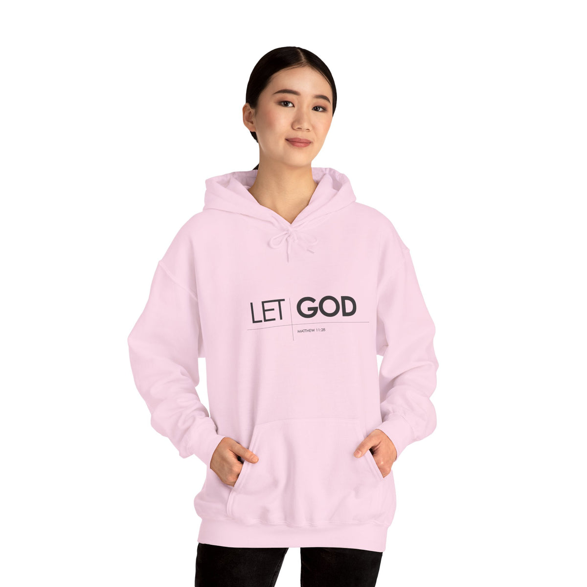 Let God, Matthew 11:28  Hoodie — Minimal Faith Graphic Pullover