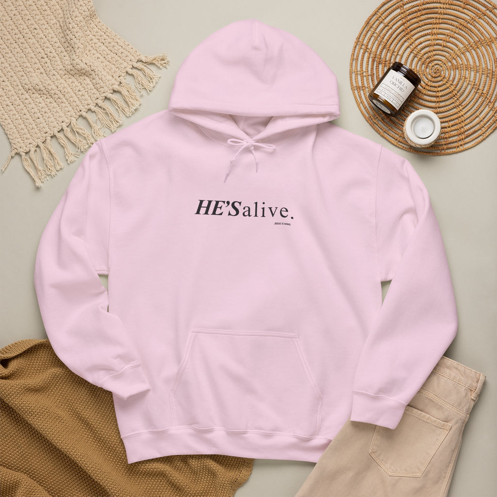 HE'S Alive. Jesus is King Hoodie – Faith Statement