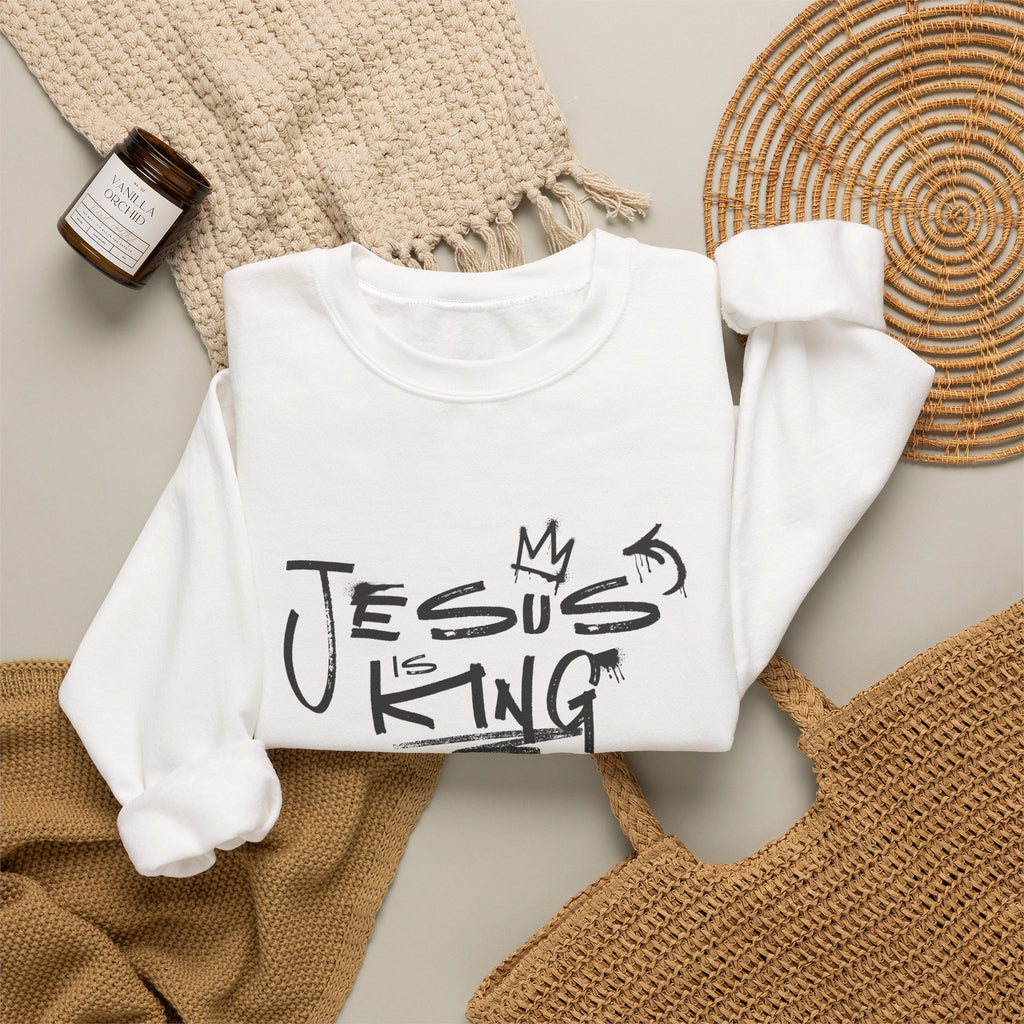 Jesus Is King Crewneck Sweatshirt — Faith-Inspired Graphic Pullover