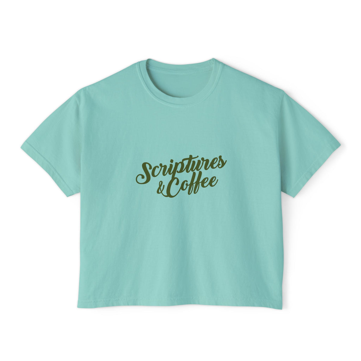 Scriptures & Coffee Women's Boxy Tee — Faith-Based Minimalist Graphic Shirt
