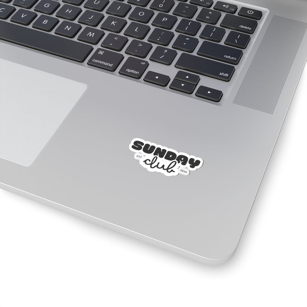 Sunday Club Kiss-Cut Sticker — Retro Bubble Script "Est. 2026" Laptop Decal