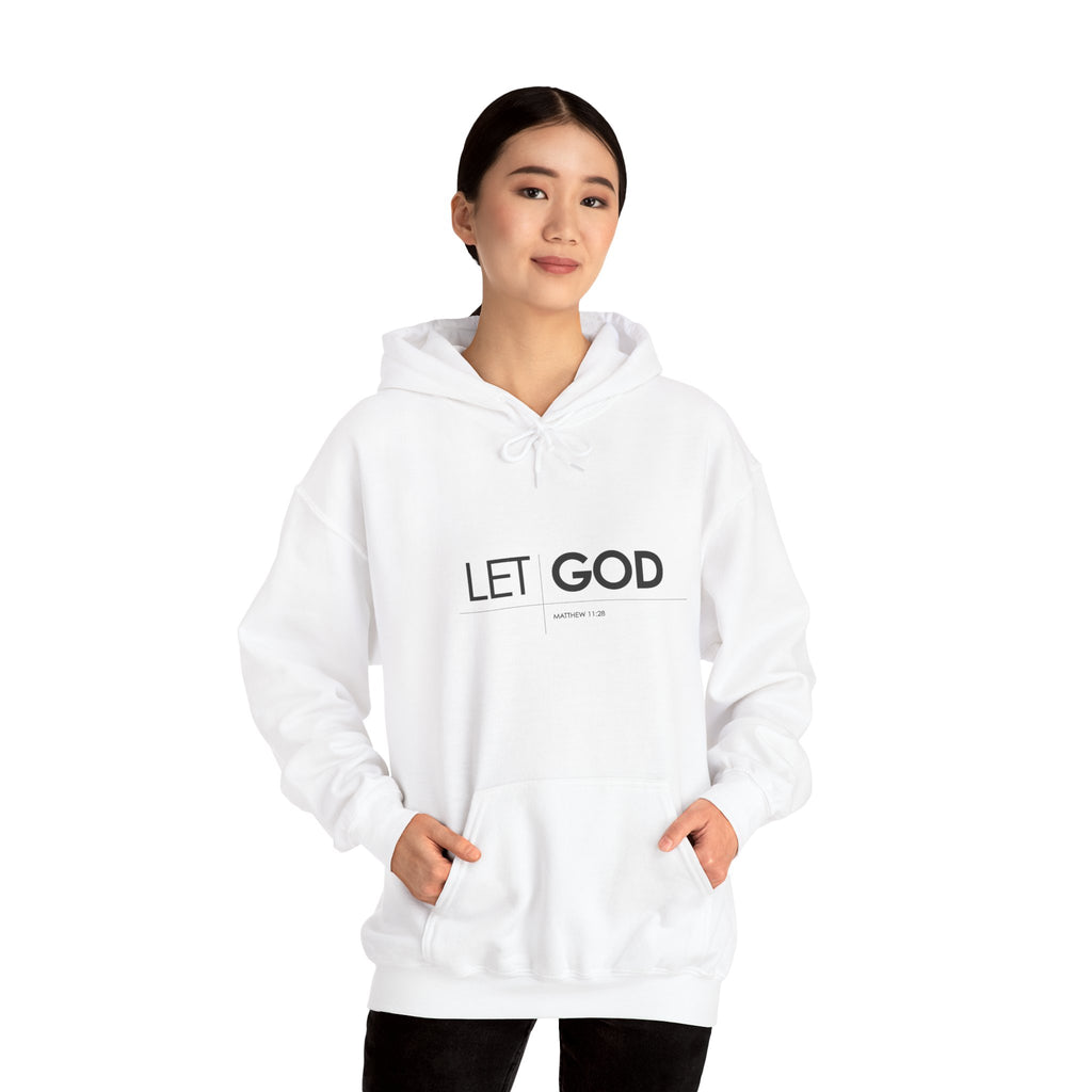 Let God, Matthew 11:28  Hoodie — Minimal Faith Graphic Pullover