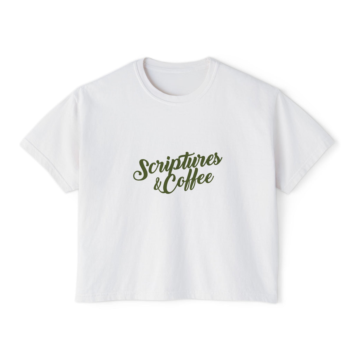 Scriptures & Coffee Women's Boxy Tee — Faith-Based Minimalist Graphic Shirt