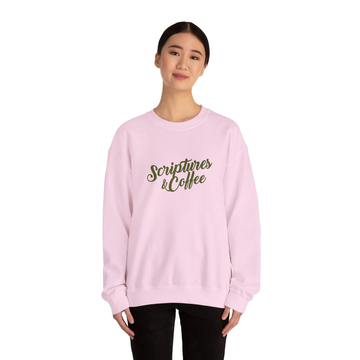Scriptures & Coffee Crewneck Sweatshirt – Christian Faith & Coffee Graphic Pullover