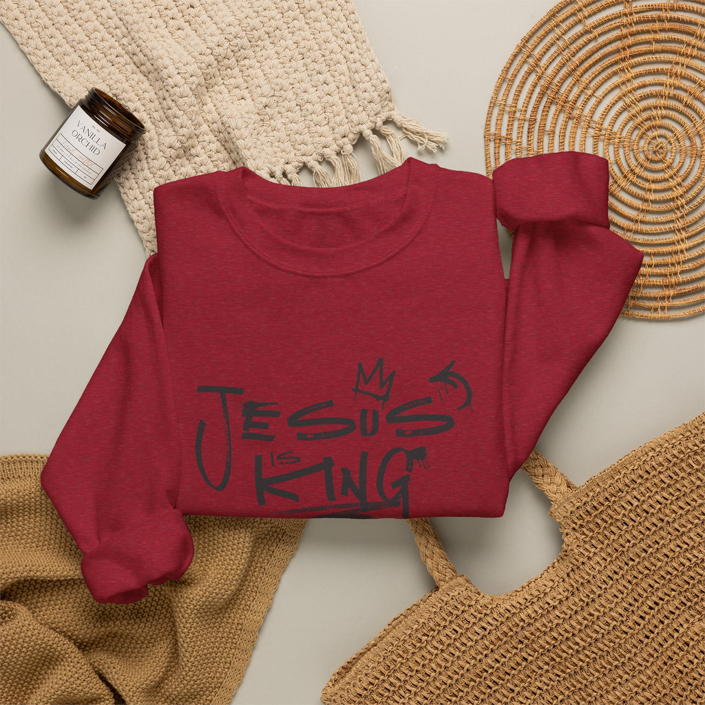 Jesus Is King Crewneck Sweatshirt — Faith-Inspired Graphic Pullover