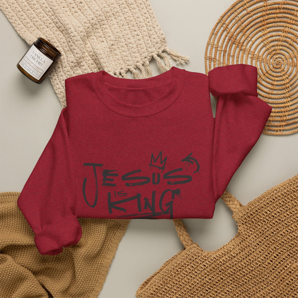Jesus Is King Crewneck Sweatshirt — Faith-Inspired Graphic Pullover